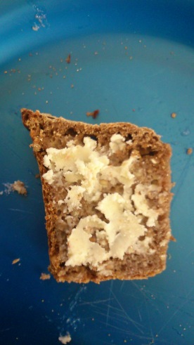 Rye sourdough bread with the butter we made.